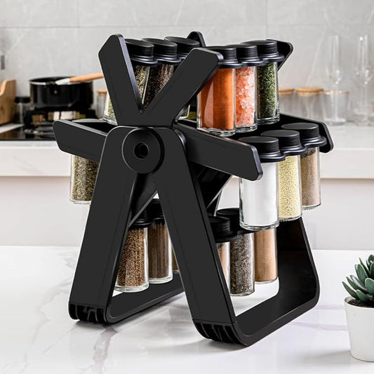 رف التوابل الدوار مع 18 عبوة - Rotating spice rack with 18 containers